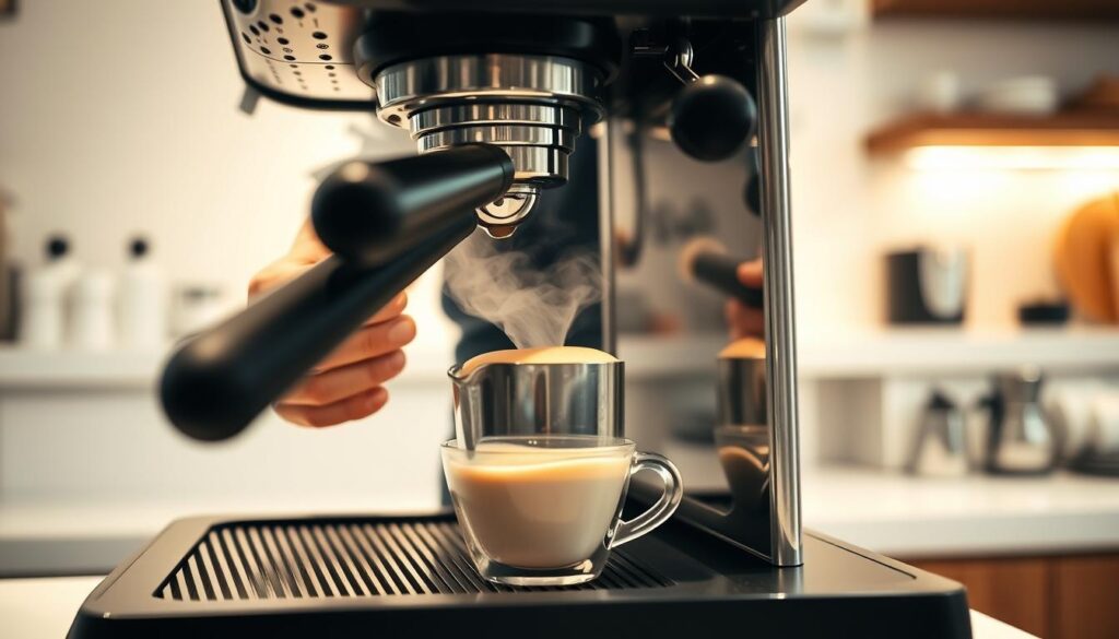 przygotowanie espresso i mleka